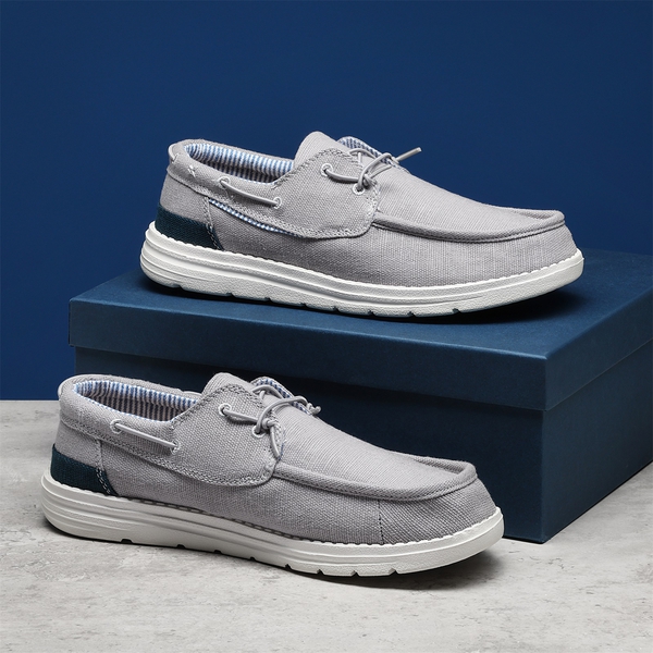 Men's Casual Slip-On Canvas Loafers - GREY - 8